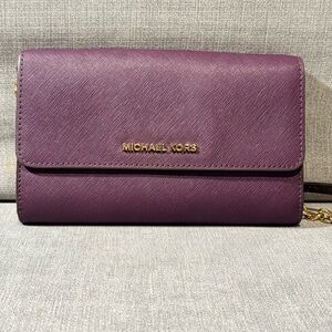 Michael Kors Plum Wristlet Crossbody